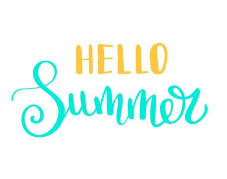 Summer letterings hand drawn brush multicolor letterings. Summer typography - hello summer. Handwritten inscription vector