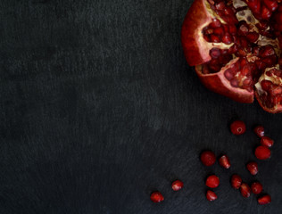 Pomegranate with seeds and cranberry