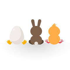 Osterei, Hase und Küken freigestellt