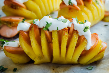 Baked hasselback potatoes