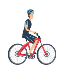 Male Ride Bike Vector Illustration Isolated White