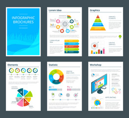 Template of business brochure with infographics