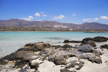Fototapeta na wymiar Turquoise water at Elafonisi beach, Crete Island, Greece