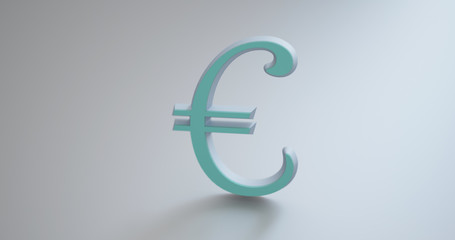 Metallic Euro currency symbol on the floor with shadow projected in front.  