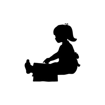 recommend clip art: Silhouette of girl reading books