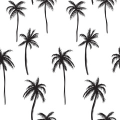 Fototapeta na wymiar Palm trees black and white pattern