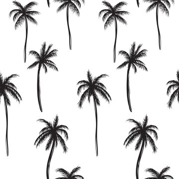Palm trees black and white pattern