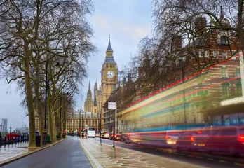 Keuken spatwand met foto London city scene with red bus and Big Ben in background. Long exposure photo © Ioan Panaite