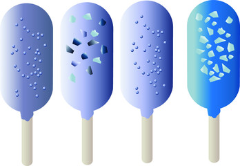 Blue  ice cream isolated on white background