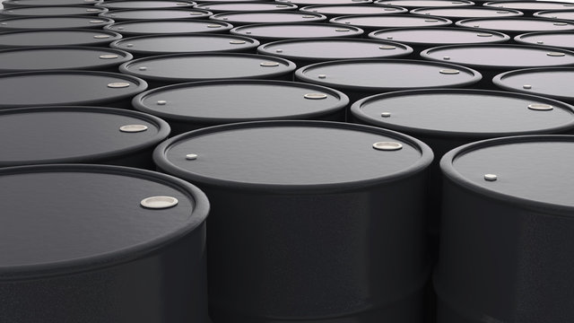 black Oil barrels  background 3d illustration