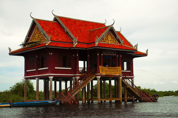 Traditional house on stilts. Kampong Phluk village Siem Reap, Northern-central Cambodia