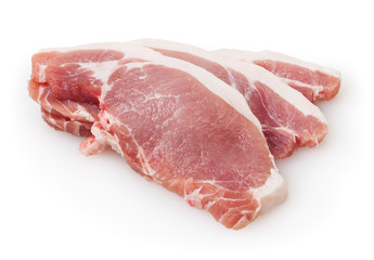 Raw pork meat isolated on white background