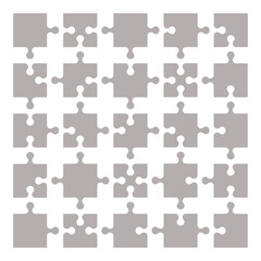 Set of puzzle elements 25 pieces. Vector illustration