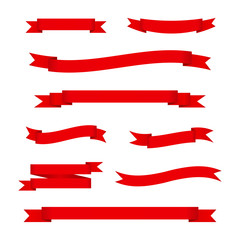 Set of red ribbon banners vector illustration