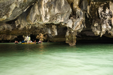 Thailand, Phuket, 2017 - kayaking under sea rocks