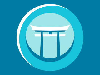 Japanese Gate. Torii flat icon. Logo. Circular pictogram. Vector illustration