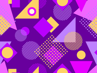 Memphis seamless pattern. Geometric elements memphis in the style of 80's. Bauhaus retro. Vector illustration.