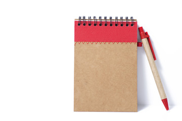 Notebook with pen isolated n white background