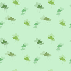 Clover leaf seamless watercolor pattern. Particks background in tender green tone