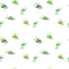 Clover leaves seamless watercolor pattern. Particks background isolated on white