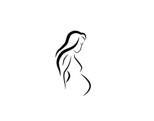Pregnant woman icon for maternity or health related designs
