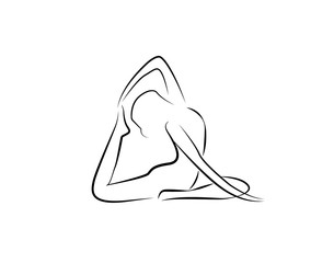 Yoga woman shape icon for fitness or wellness illustrations