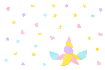 Unicorn horn paper cut on white background - isolated © niradj