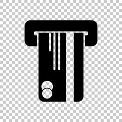 ATM machine and credit card. simple silhouette. On transparent background.