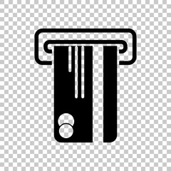 ATM machine and credit card icon. On transparent background.