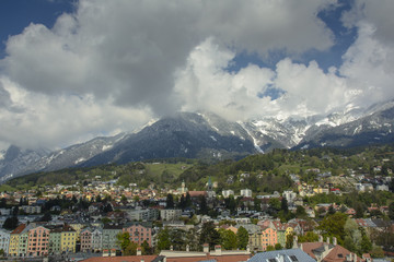 Fototapeta na wymiar austrian alpine city in a valley