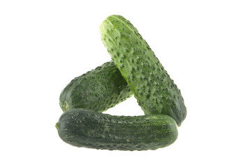 fresh green cucumber isolated on white background