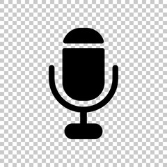 microphone. simple silhouette. On transparent background.