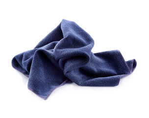 Blue towel isolated on white background