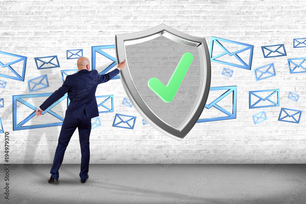 Poster shield symbol displayed on a futuristic interface - 3d rendering