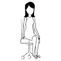 businesswoman posing on office chair vector illustration design