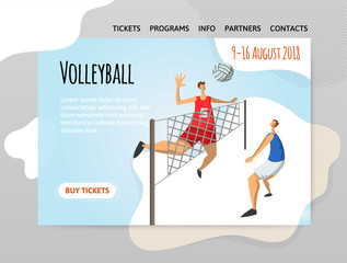 Volleyball players in abstract flat style. Vector illutration, design template of sport site header, banner or poster.