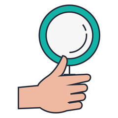 hand human with magnifying glass isolated icon vector illustration design