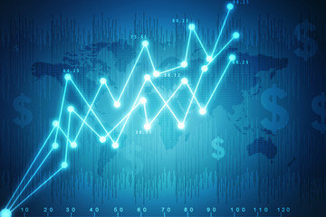2d rendering Stock market online business concept. business Graph 