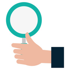 hand human with magnifying glass isolated icon vector illustration design