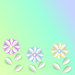 Cutout paper flowers vector greeting card