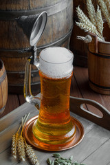 Light beer on an old background