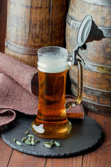 Light beer on an old background