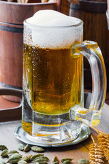 Light beer on an old background