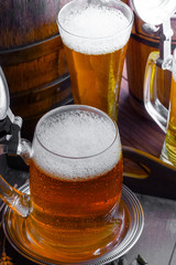 Light beer on an old background