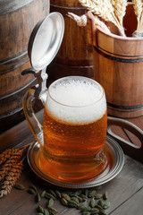 Light beer on an old background