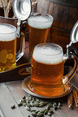 Light beer on an old background