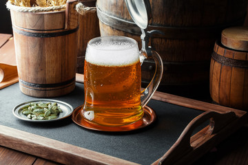 Light beer on an old background