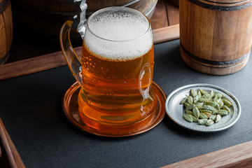 Light beer on an old background