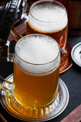 Light beer on an old background