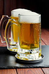 Light beer on an old background